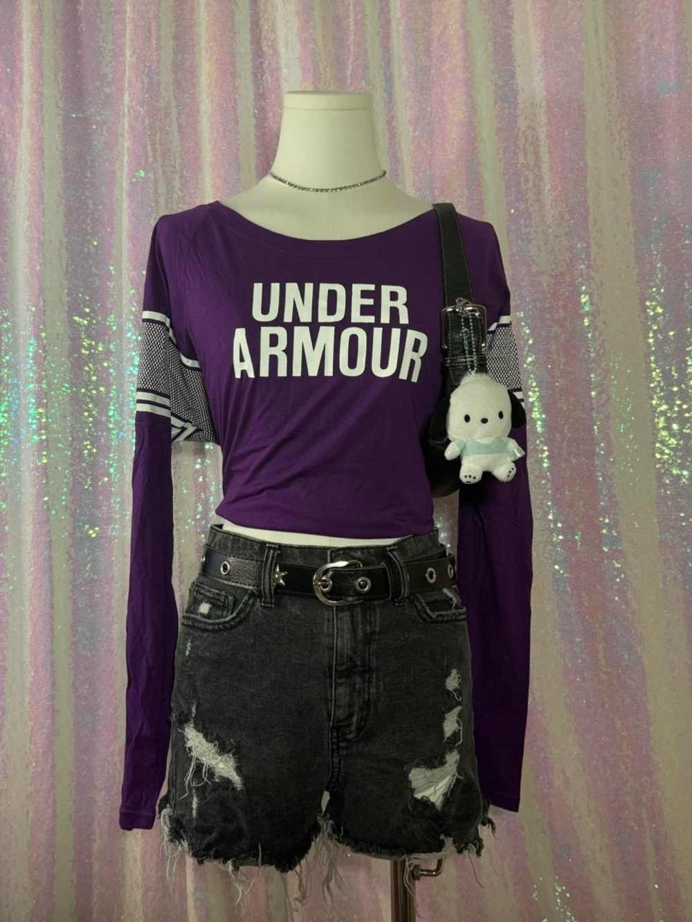 Under Armour Purple Long Sleeve Athletic Heat Gear Shirt (M) ★彡